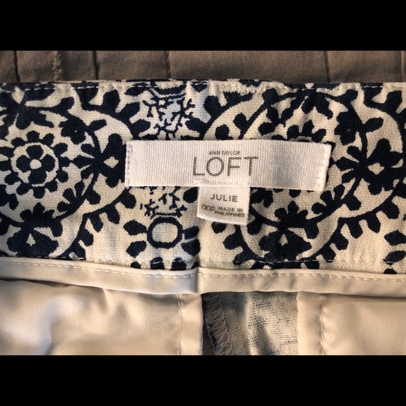 Loft Riveria Navy & Cream Tile-Print Ankle Pants - Picture 3 of 6